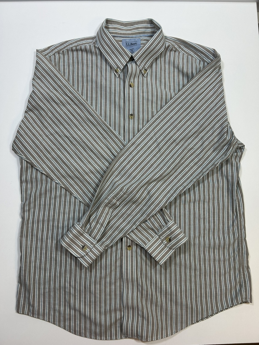 L.L. Bean Men's Striped Button-Down Shirt, Trim Fit, Size L